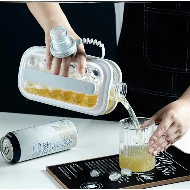 2-in-1 Faltbarer Eisbereiter Wasserflasche Lebensmittelechte Silikon-Eiswürfelform Tragbarer Wasserkocher Eisbox Haushalts-Trinkgefäß – Detail 13
