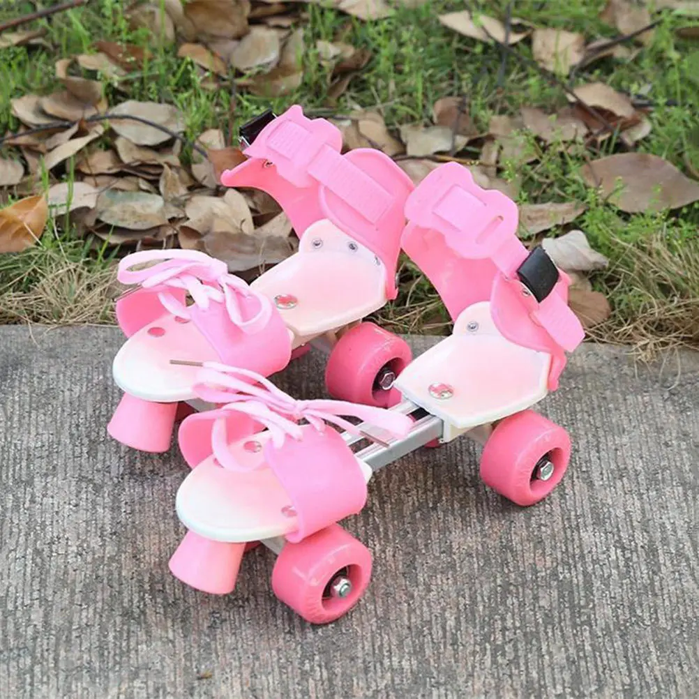 

Pair of 's Roller Skates Featuring Dual Row Four Wheels Adjustable Ankle Strap Secure Lace- Gift Size