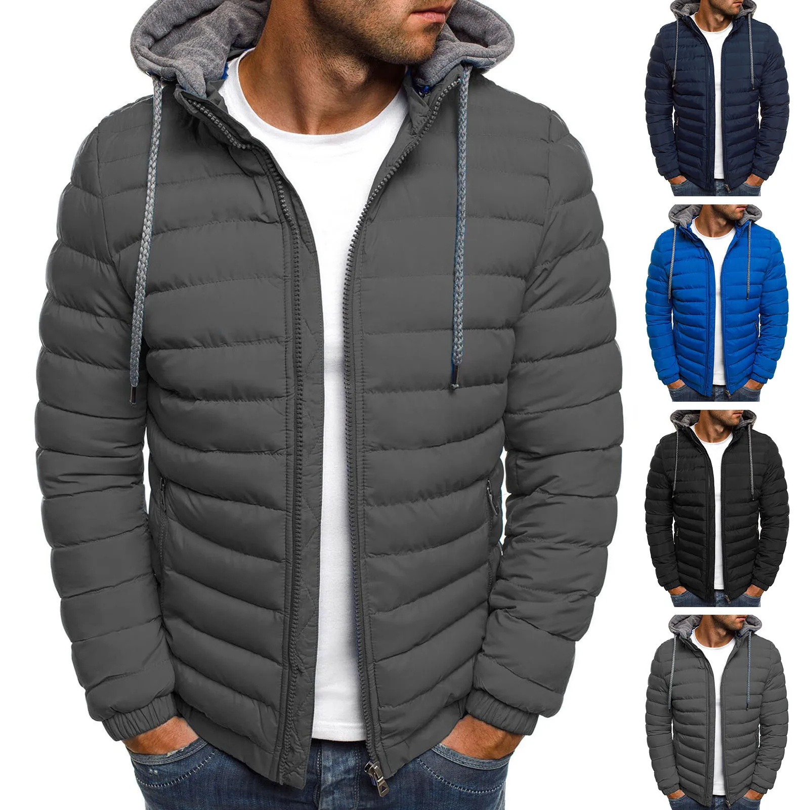 Men's Winter Coat Down Jacket 2024 New Ultra Light Thin Hooded Down Coat Portable Windproof Puffer Parkas Male Overcoat 5XL