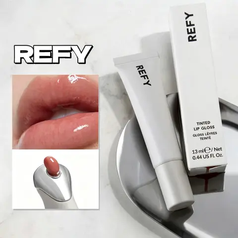 REFY Lip Gloss with Hyaluronic Acid Nonstick Long-lasting Smooths Lips Nourishing Hydrating Clear Lip Care Skin Blush Makeup
