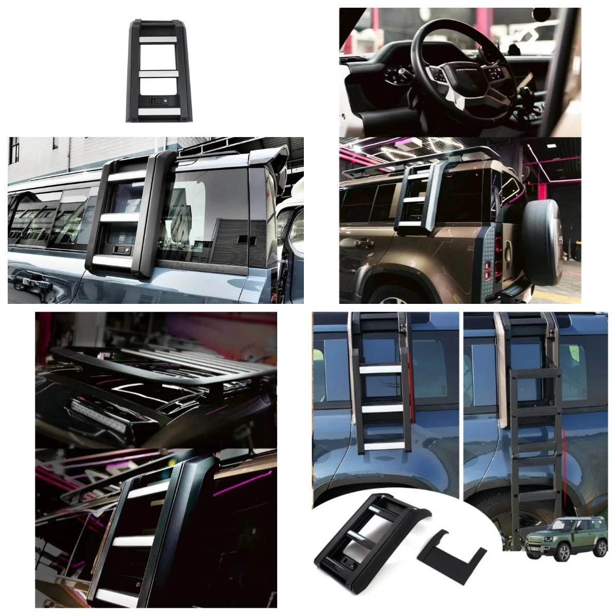 STLF Best-selling Offroad Aluminum Climb Ladder Car Part Auto Accessories 4x4 Side Ladder Rack For  Defender Side Lad