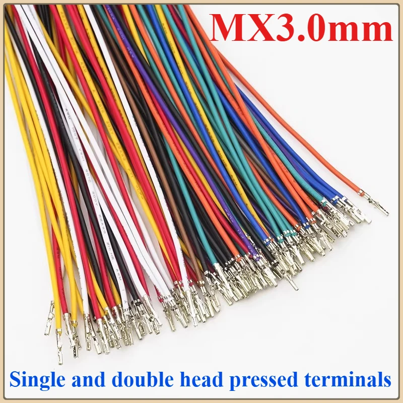 

10PCS/lot MX3.0 Male Female Terminal Line Single-end Terminal 1007-22AWG Line Wire Tail Tinned Single Wire Harness 10/15/20/30cm