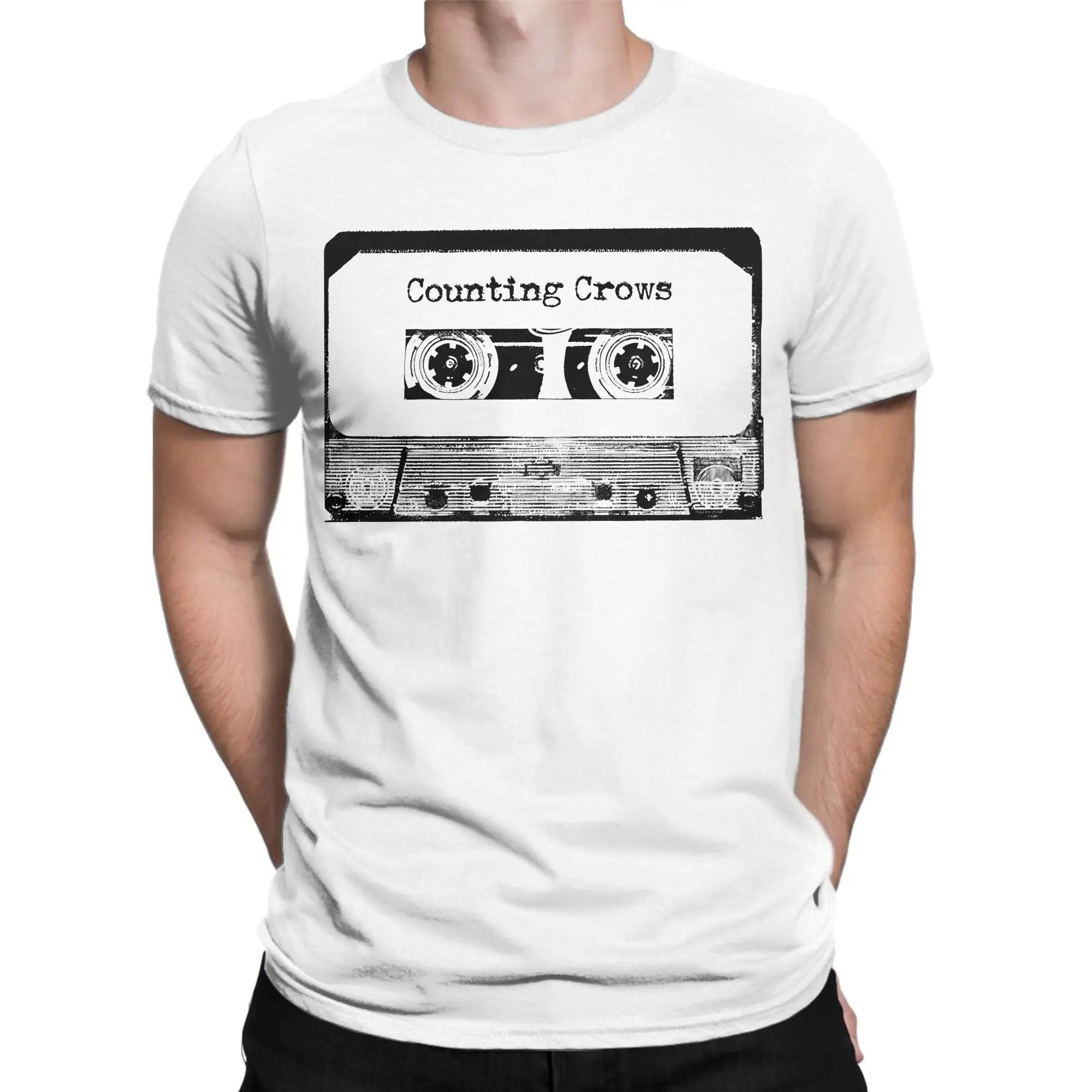 Cassette Tape Funny Graphic 100% Cotton T-Shirt C-Counting Crows Tees Tops For Men