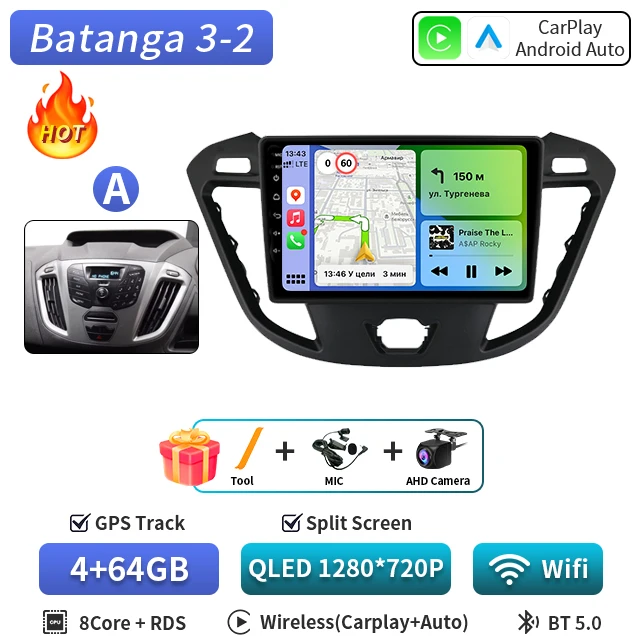 Android 16 voor Ford Tourneo Custom 1 I Transit 2012-2021 Qualcomm Snapdragon Navigatie 5G Multimedia Speler Auto Carplay auto