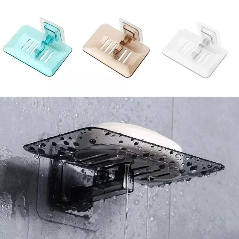 1pcs Creative Draining Soap Holder No Drilling Soap Box Suction Cup Wall-mounted Soap Holder Soaps Tray Bathroom Accessories