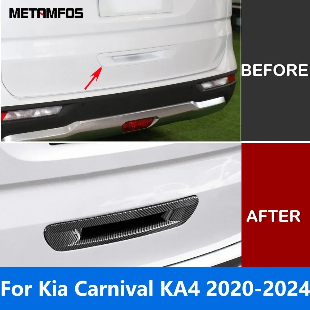 

For Kia Carnival KA4 2020 2021 2022 2023 2024 Carbon Fiber Rear Trunk Tailgate Door Handle Bowl Cover Trim Exterior Accessories