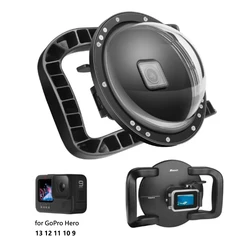 Underwater Diving Dome Port for GoPro Hero 12 11 10 9 Sport Camera Accessories Dual Handle Trigger Waterproof Case Lens Cover