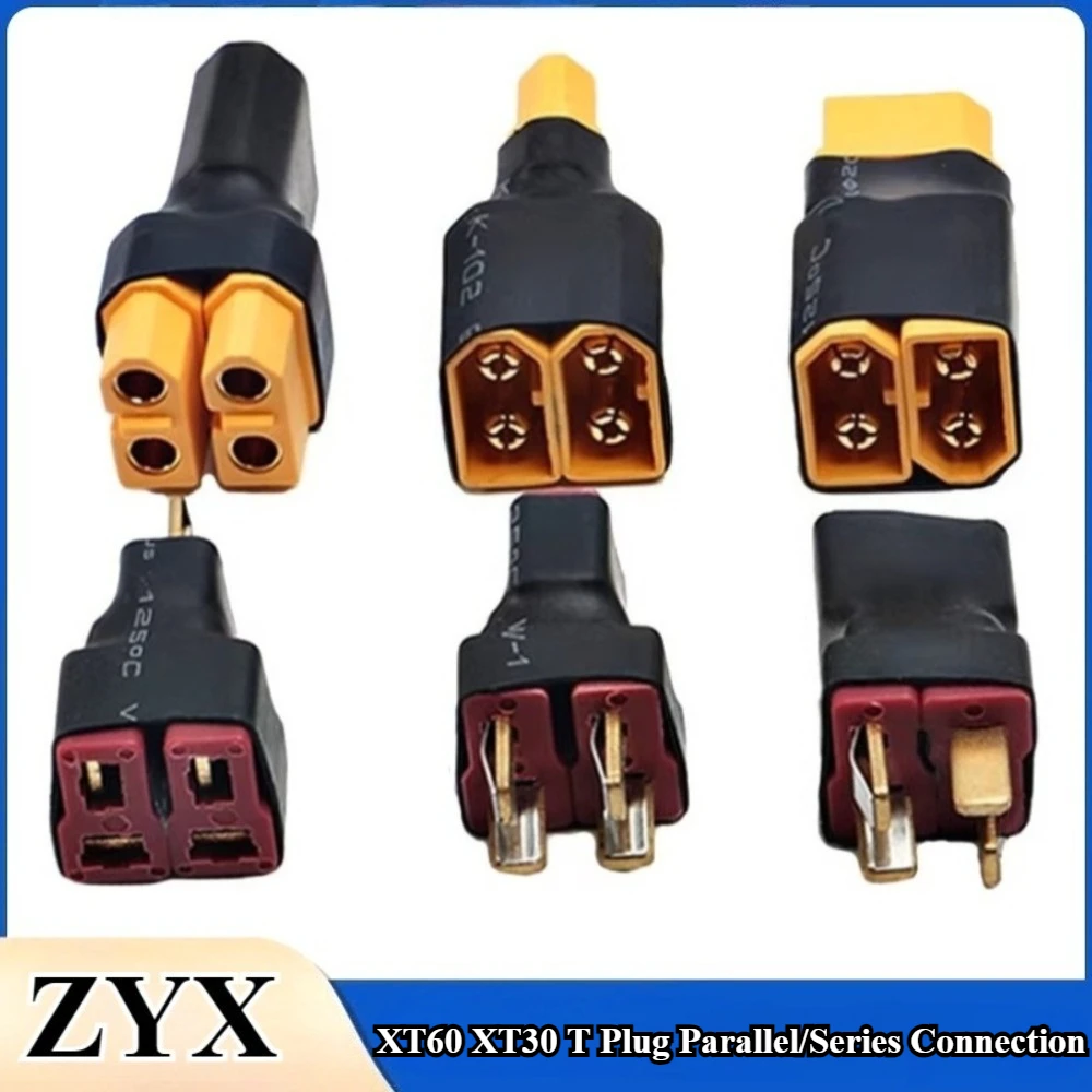 2Pcs XT60 XT30 T Plug Parallel Adapter Connectors Battery Series Connection Cable For RC Lipo Battery Airplane Quadcopter Drone