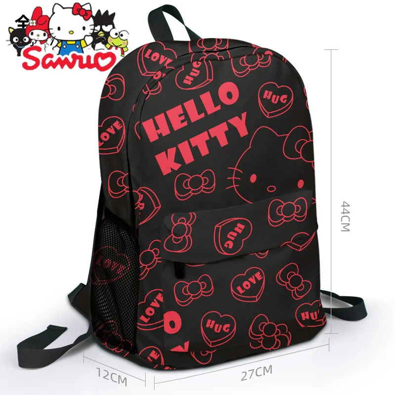 MINISO Melody Kuromi Hello Kitty Cinnamoroll Pochacco Hello Kitty Cartoon Mochila Canvas, Saco de escola ao ar livre, Saco periférico