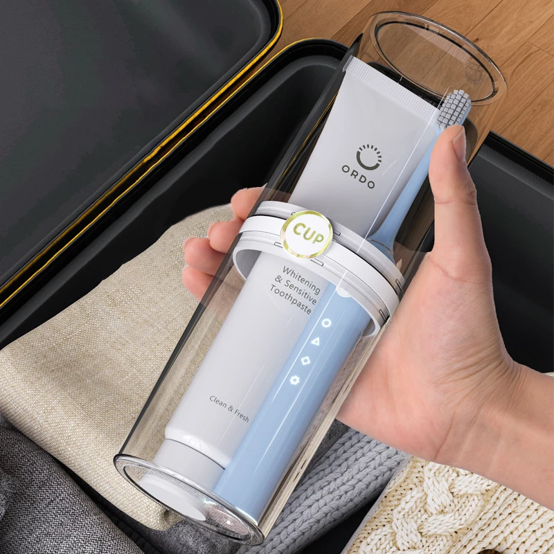 

Travel Portable Toothbrush Cup Bathroom Toothpaste Holder Storage Case Organizer Toiletries Storage Cup Creative Economic Box