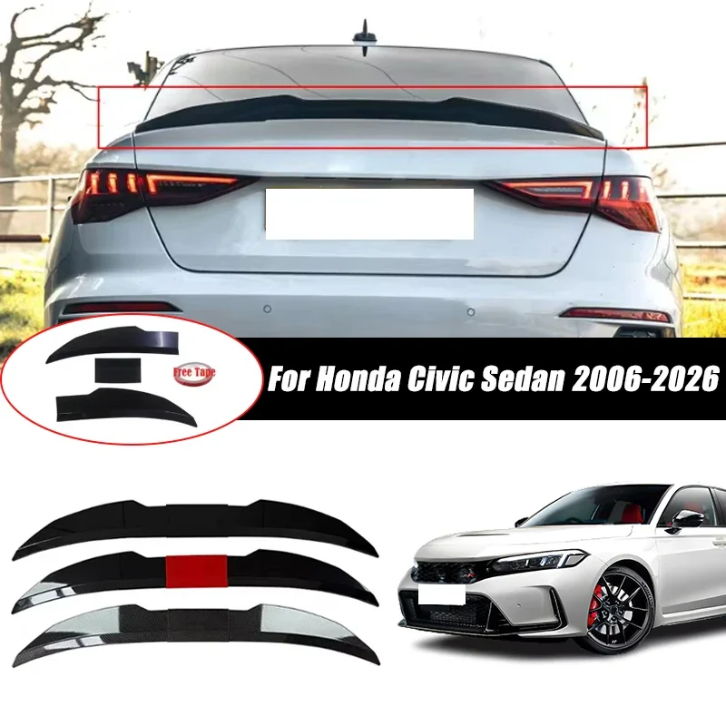3pcs Sedan Rear Trunk Spoiler For Honda Civic Sedan 2006-2026 Adjustable DIY Modified Trunk Spoiler Automotive Accessories