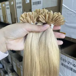 Human Hair Extensions U Tip Hair Straight Pre-bonded Tip Hair Extensions Hot Fusion Keratin Extension Dark Blonde 24# 12