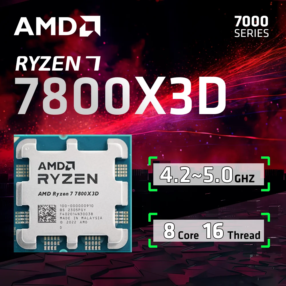 

НОВЫЙ процессор AMD Ryzen 7 7800X3D R7 7800X3D 5,0 ГГц, 8-ядерный, 16-поточный, 5 нм, 96 м, разъем для настольных ПК, процессор AM5, игровые аксессуары, но без вентилятора