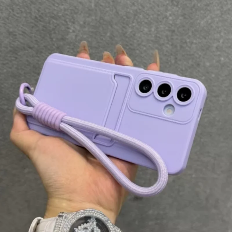 Funda para Samsung Galaxy S26 Ultra S22 S23 S24 S25 Plus FE A16 A17 A18 A26 A35 A36 A37 A55 A56 A57 con bolsillo para tarjetas y cordón 6
