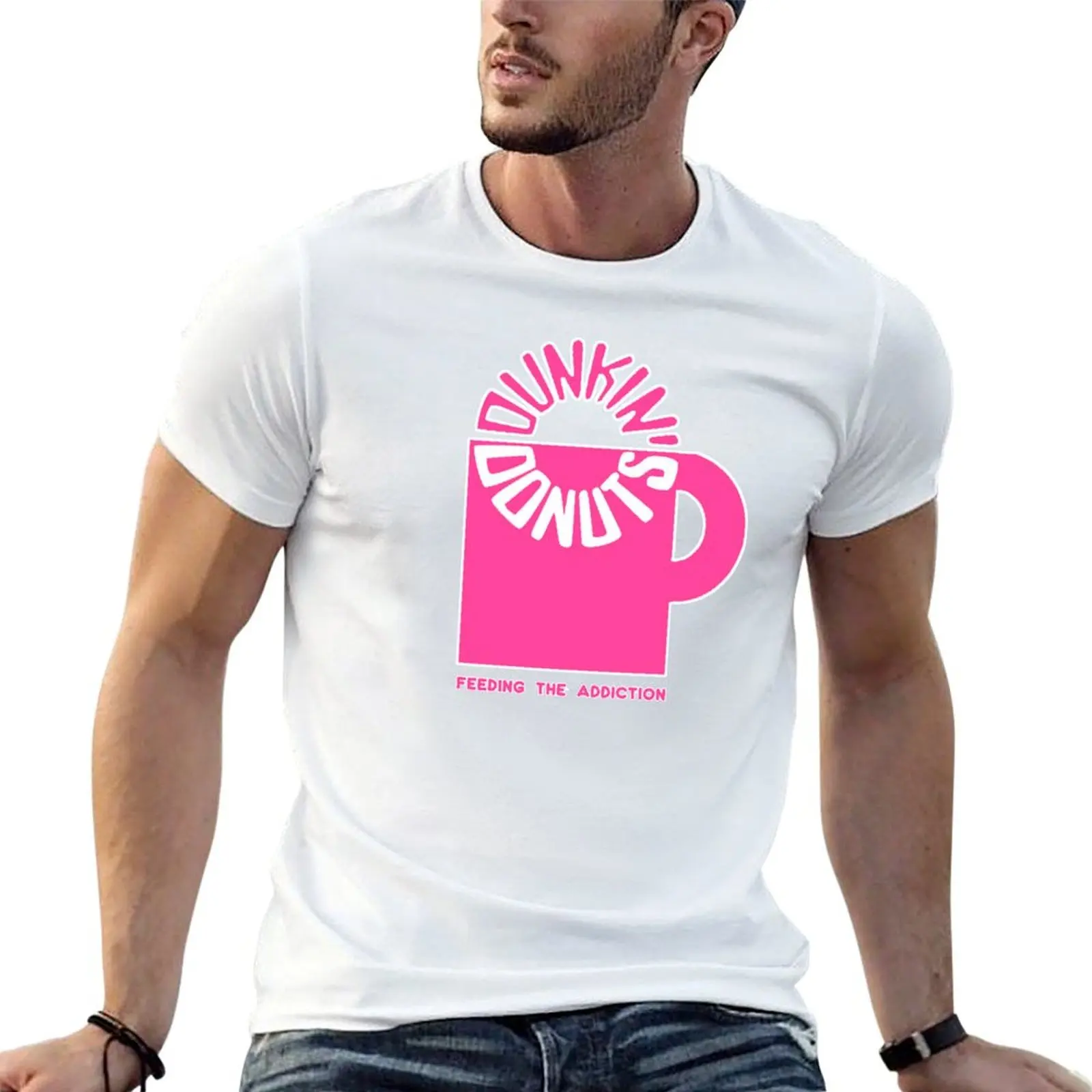 Dunkin' Donuts Feed The Addiction Retro Logo T-Shirt High Quality Durable T-Shirt
