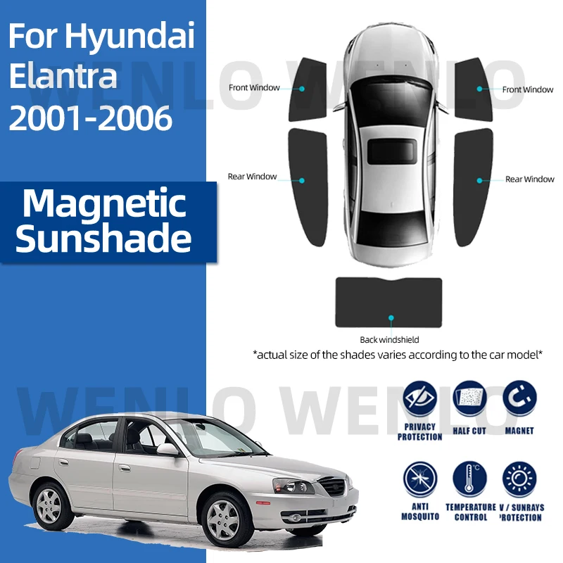 

For Hyundai Elantra XD 2001-2006 Magnetic Car Sunshade Shield Front Windshield Frame Curtain Rear Side Window Sun Shade Visor