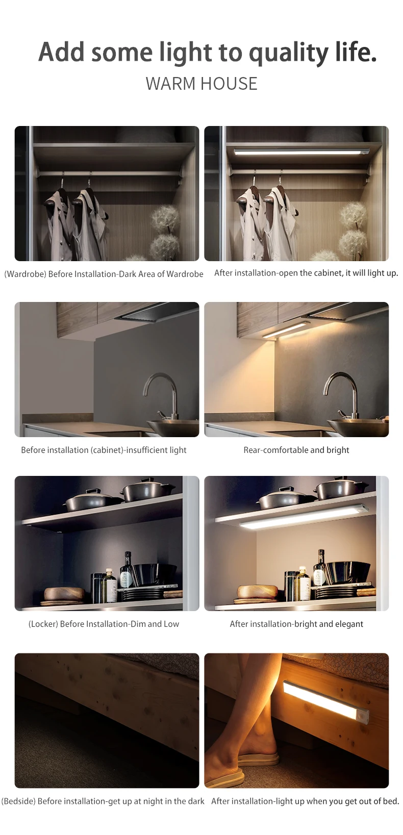 LED Night Light Motion Sensor Light Wireless USB led Cabinet Night Wardrobe Lamp For Kitchen Cabinet Bedroom Wardrobe Sensor LED