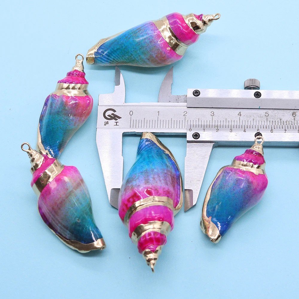 5szt Bohemian Style Natural Colorful Conch Shell Pendant Electroplated Beach Jewelry for Choker Necklace Diy Making Accessories