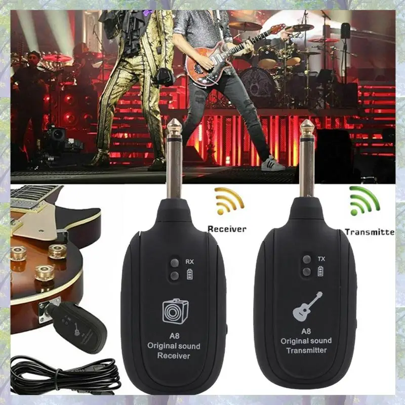 

1 Set Electric Guitar Wireless Transmitter Receiver Audio Line Electric Blowpipe ABS+Copper+Electronic Components