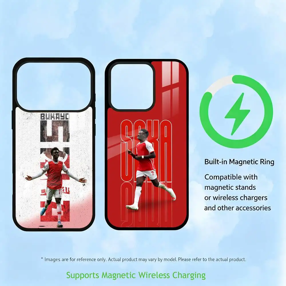 Football B-Bukayo Saka bs7 Phone Case For iPhone17,16,15,14,13,12,11 Plus,Pro Supports Magnetic Wireless Charging