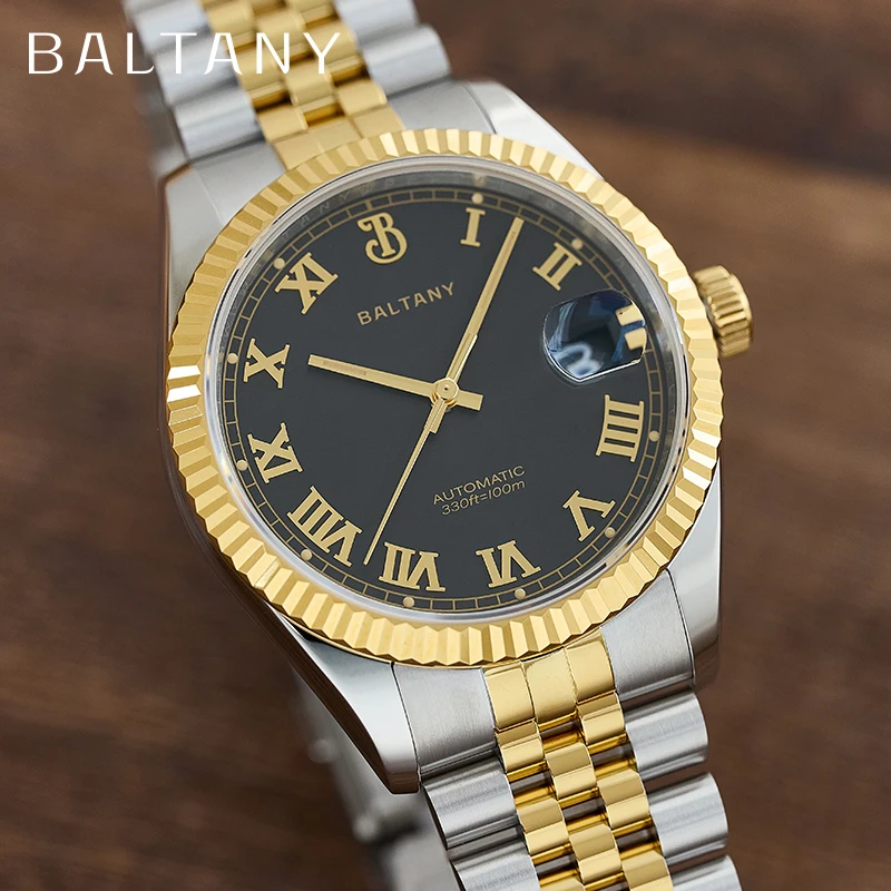 

Baltany S4094 Automatic Dress Watches Roman Numeral Applied Markers Sunburst Dial Men DJ Homage Watch