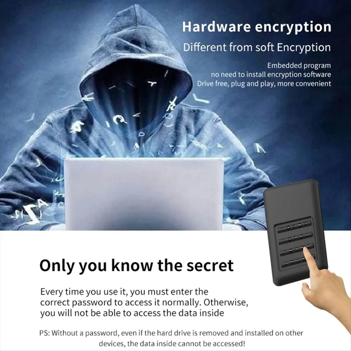 【~ New N07R】M.2 MSATA Hardware Encryption USB3.0 Full Disk Encryption Tool Free Installation with Password Mobile Hard Disk Box