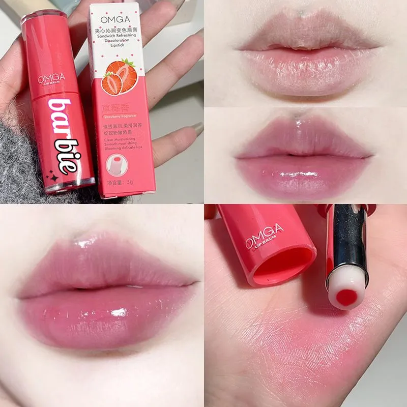 Barbie Fruit Flavour Lipstick Exquisite Girl Lipstick Moisturize Creativity Letter Student Kawaii Daily Necessity Festival Gift