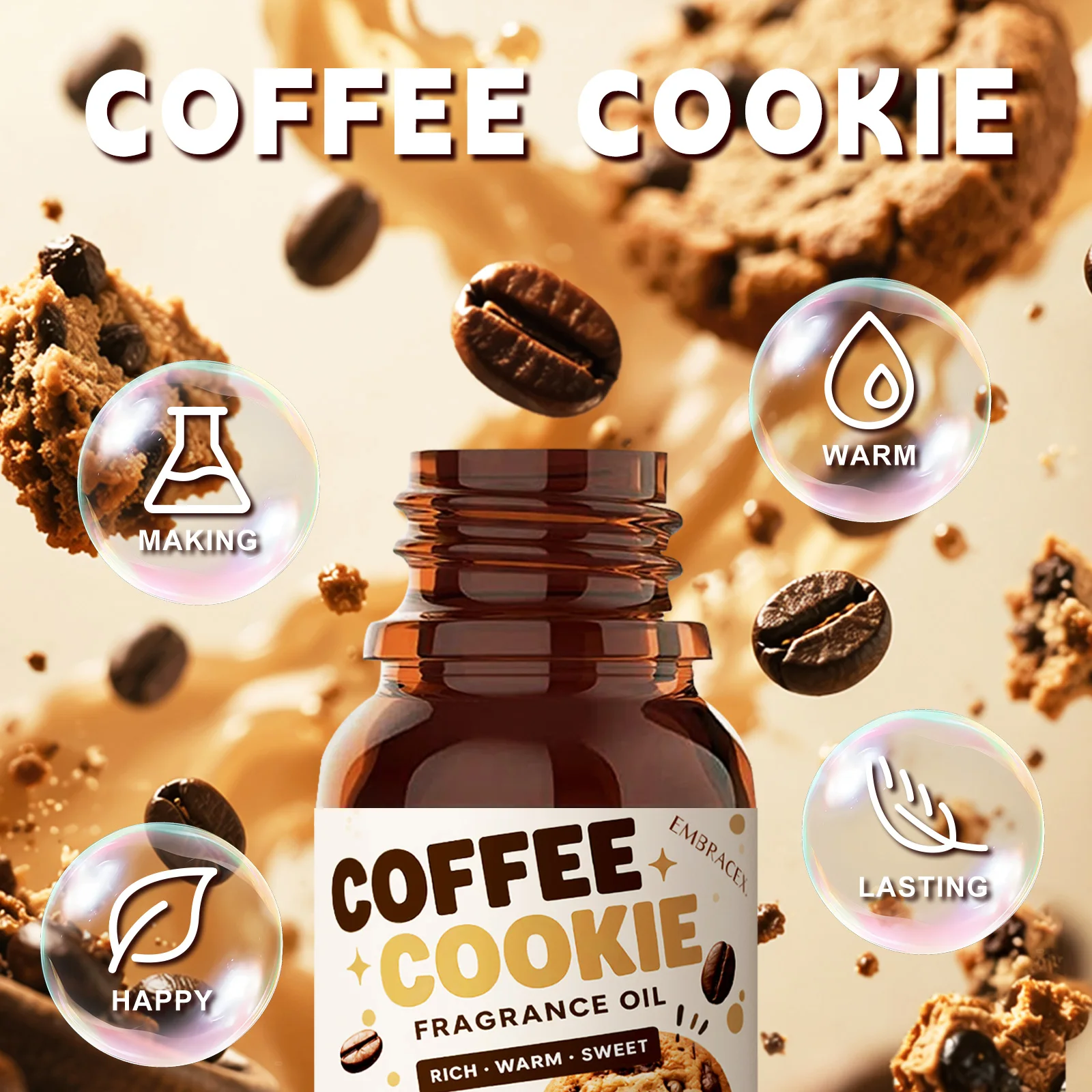 10ml Coffee Cookie Fragrance Oils Delicious Warm Sweet Scent Diffuser Fragrance For Home/Candle Making Special Gift For Friend
