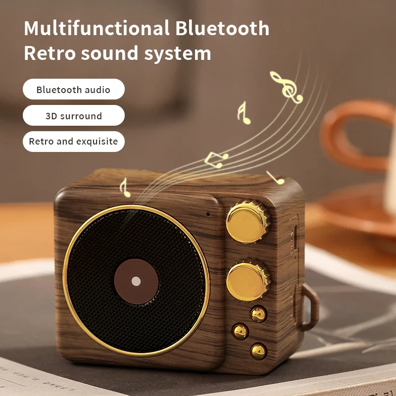 Retro Wood Grain Wireless Audio Mini Portable Creative Small Speaker FM Gift MP3 Players Caixa De Som Bluetooth Speaker Soundbar