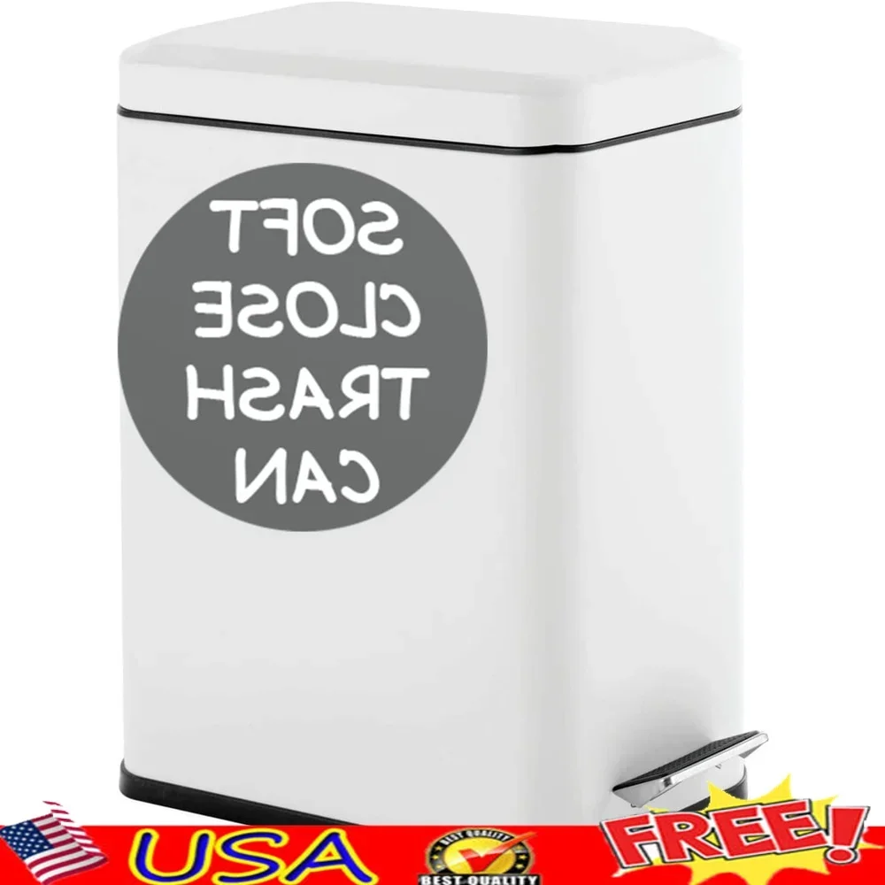 

Soft Close Trash Can 3.2 Gallon Mini Garbage Bin with Anti Bag Slip Liner Touchless Design Easy Clean Bathroom Kitchen Office
