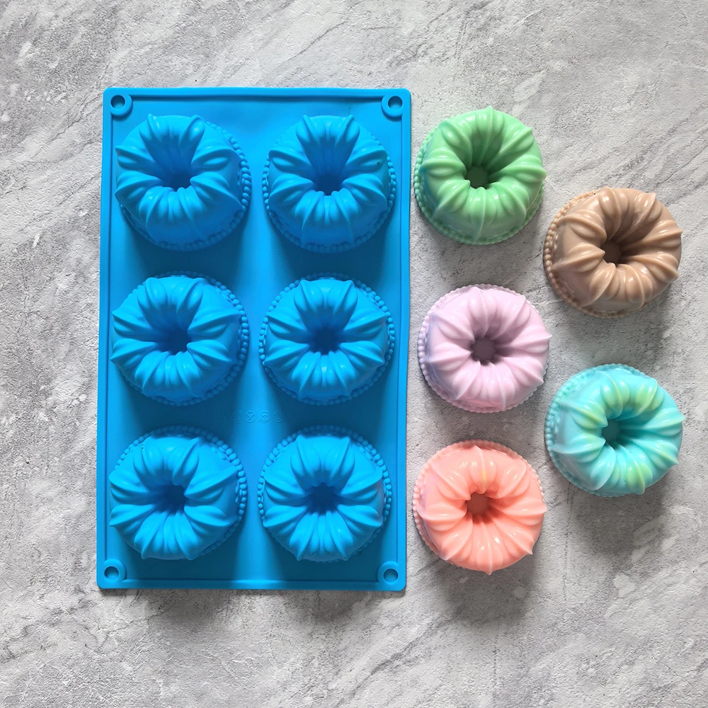 Molde de silicona para pastel de castillo de 6 cavidades, adecuado para cupcakes de papel, pan, brownies, utensilios para hornear gelatina, 1 ud.