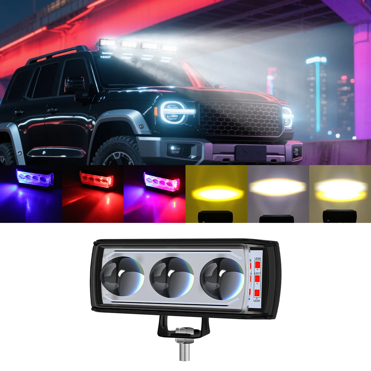 Motorcycle LED Auxiliary Spotlight Flash Driving Fog Light 12-32V LED Work Lamp For ATV UTV Scooter Moto Modification Accessorie