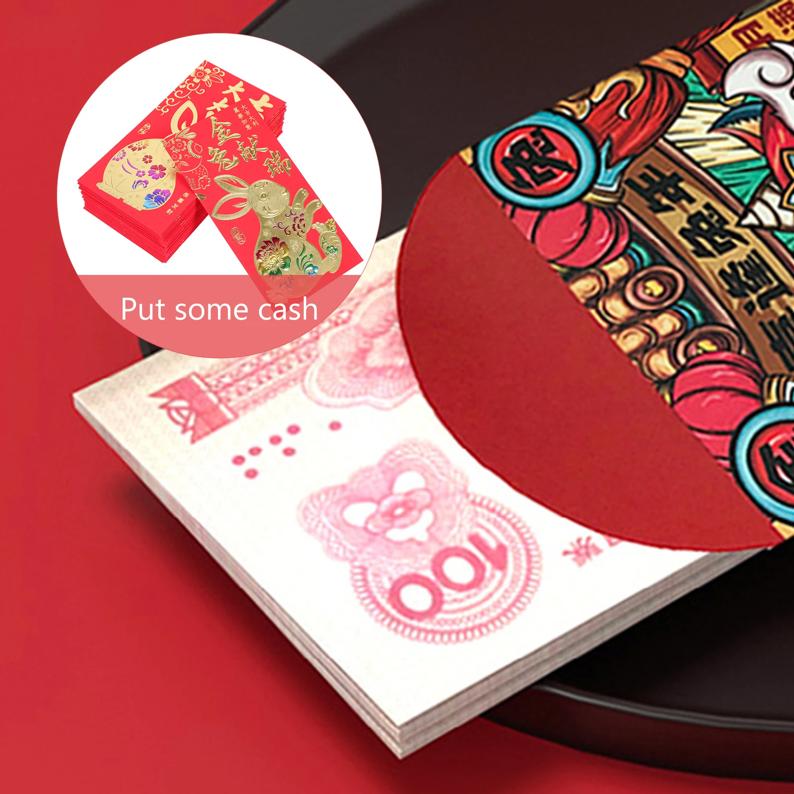 

60 Pcs Rabbit Year Red Envelopes Premium Paper Practical Chinese New Year Gift Money Pouch Luck Bag Spring Festival