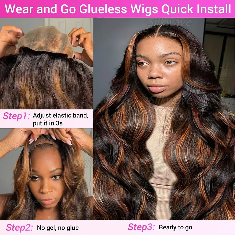 실크웨이브 글루리스 가발 인모 1B/30 하이라이트 바 - Glueless Wear And Go Human Hair Wig 리뷰 및 가격