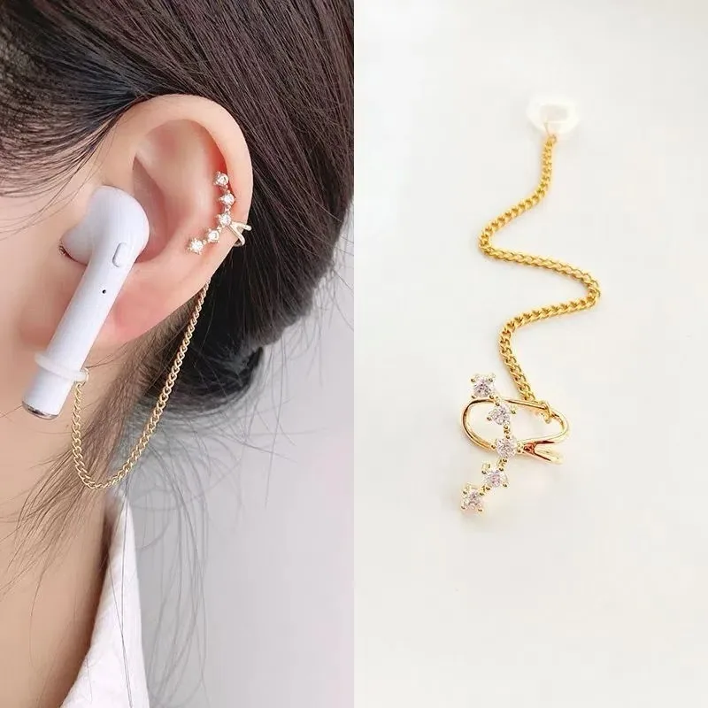1pair Anti-Lost Ear Cuff for AirPods No Piercing Wireless Earphone Anti-Drop Chain Ear Clip Earring Anti-Lost Strap