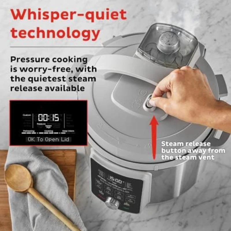 6-Quart Whisper Quiet 9-in-1 Electric Pressure Cooker, Slow Rice Steamer, Sauté, Yogurt Maker, Warmer & Sterilizer