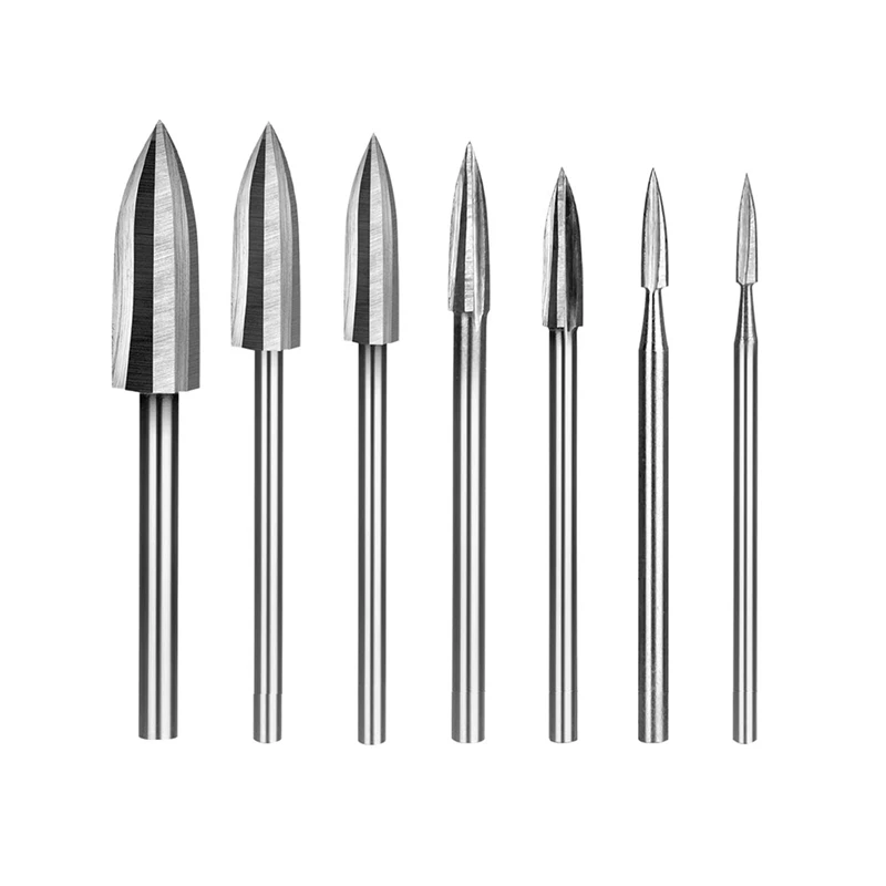 

7Pieces Wood Carving Tools Set HSS Engraving Tool 2.35-10Mm For Rotary Tool Wood Carving Tool 1/8Inch Shank Wood Router