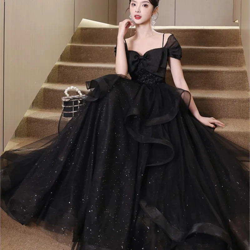 

Black Banquet Skirt New Light Luxury Minority Sense Host Graduation Adult Ceremony Female Dress