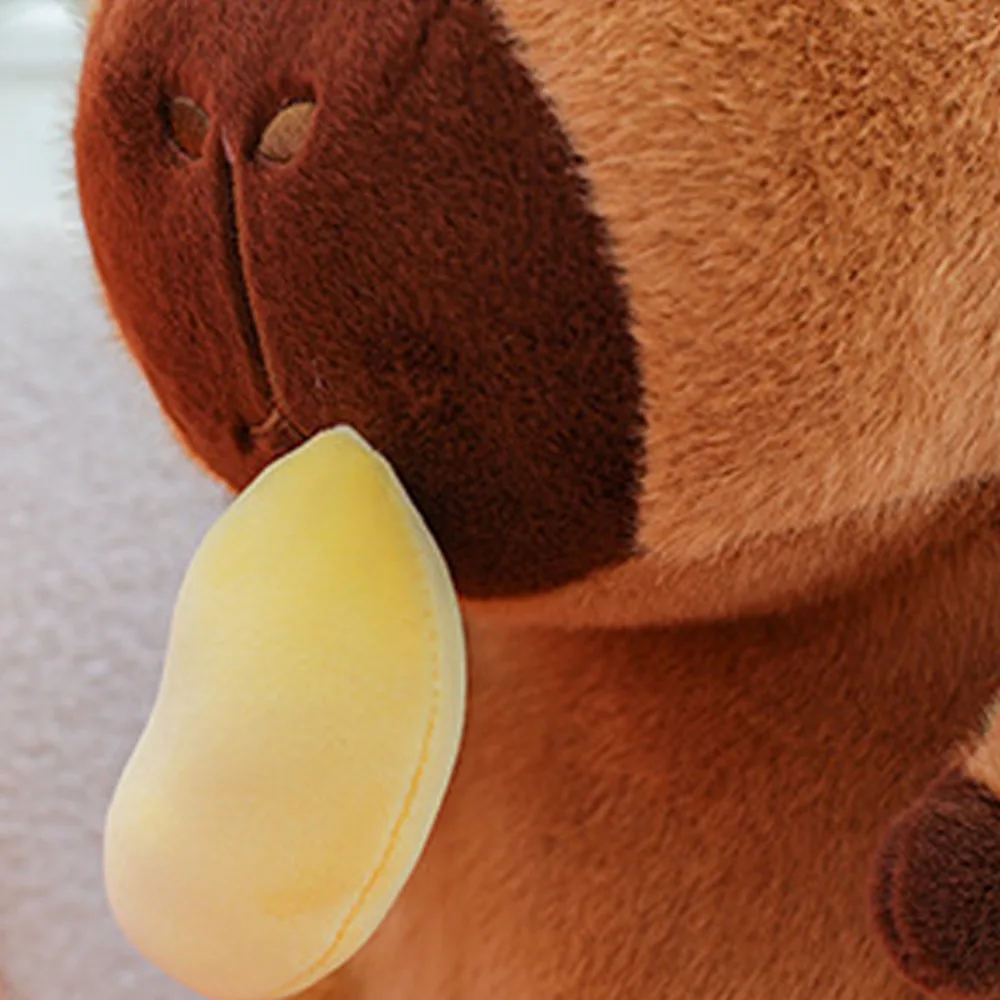 Comer durian capivara boneca de pelúcia mochila frutas pode puxar simulação capivara ornamentos macio pp algodão recheado capivara boneca criança