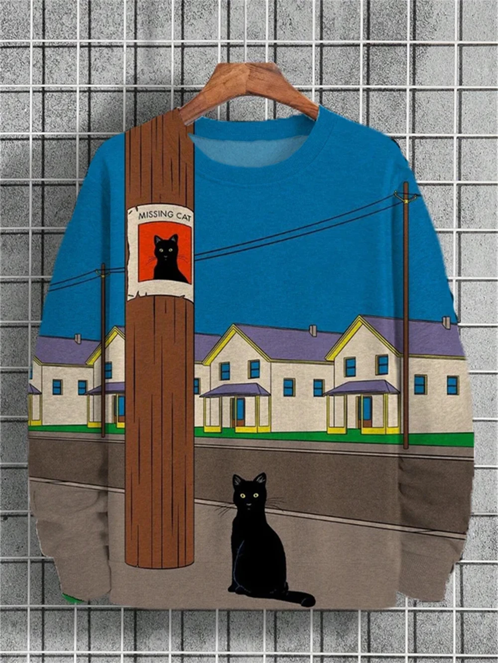 

3D Print Funny Cute Cat Graphic Sweatshirt For Men Animal Pattern Round Neck Hoodies Casual Street Loose Top Pullover Streetwea