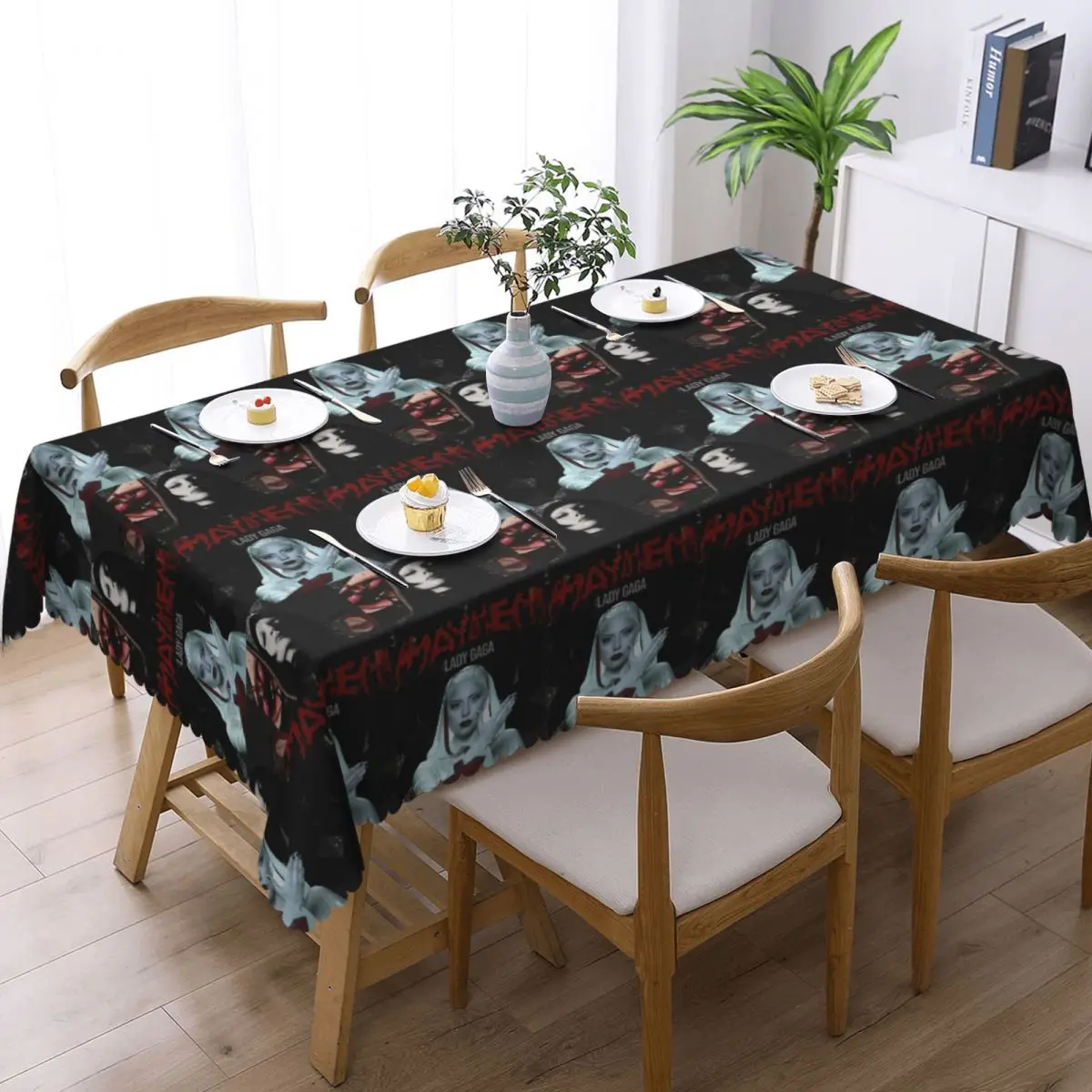 Lady Gaga Mayhem Album Customized Rectangular Tablecloth Waterproof Table Cover for Festival Party Decorations Table Cloth