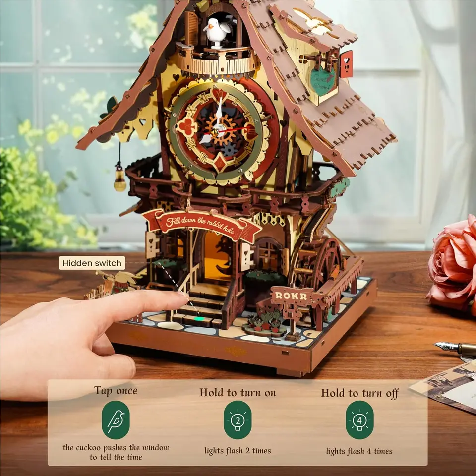 Robotime 3D木製パズルカッコウ時計キット ブラックフォレストスタイル