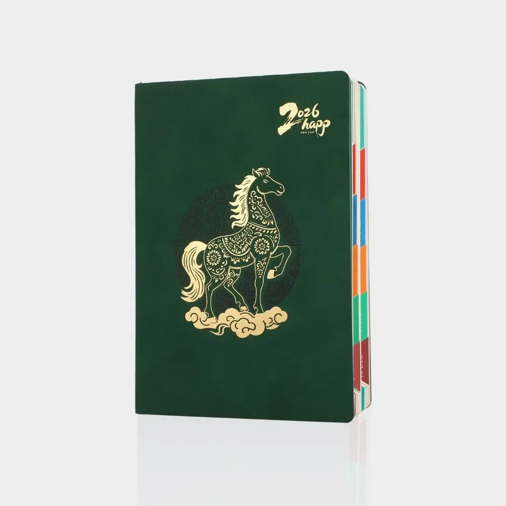 Office Supplies 320 Sheets A5 Journal Textured PU Pen Loop Hardcover Notebook Monthly Index Elastic Bond Schedule Book Travel