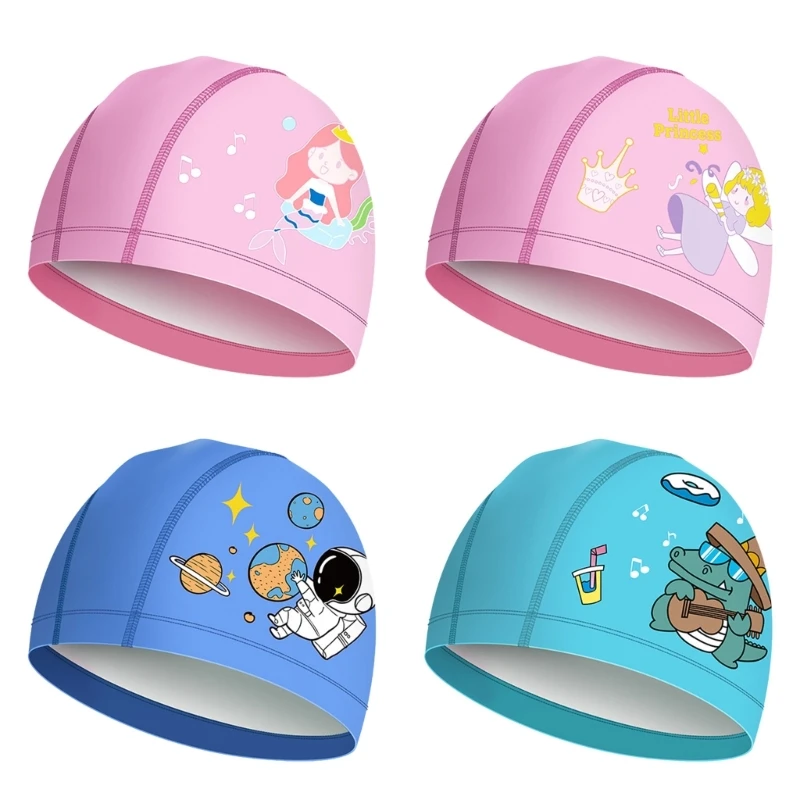 Kids Cartoon Swimming Caps for Kids, Children, Boys and Girls Aged 4-12, Baby Waterproof Bathing for Long Short Dropship