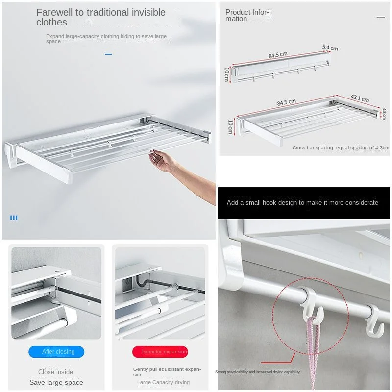 Invisible Folding Retractable Home Balcony Indoor Air Clothes Shelf