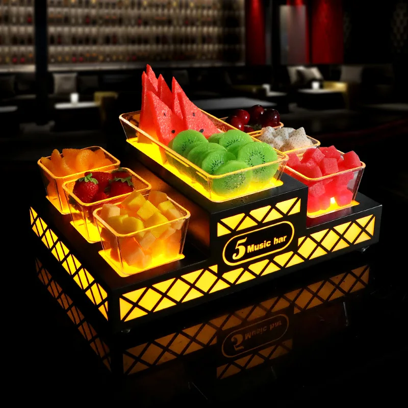 

Светящаяся тарелка с фруктами КТВ-бар, светодиодная тарелка с фруктами, креативная тарелка для закусок, многослойная тарелка для закусок, полка для тарелок с лестницей
