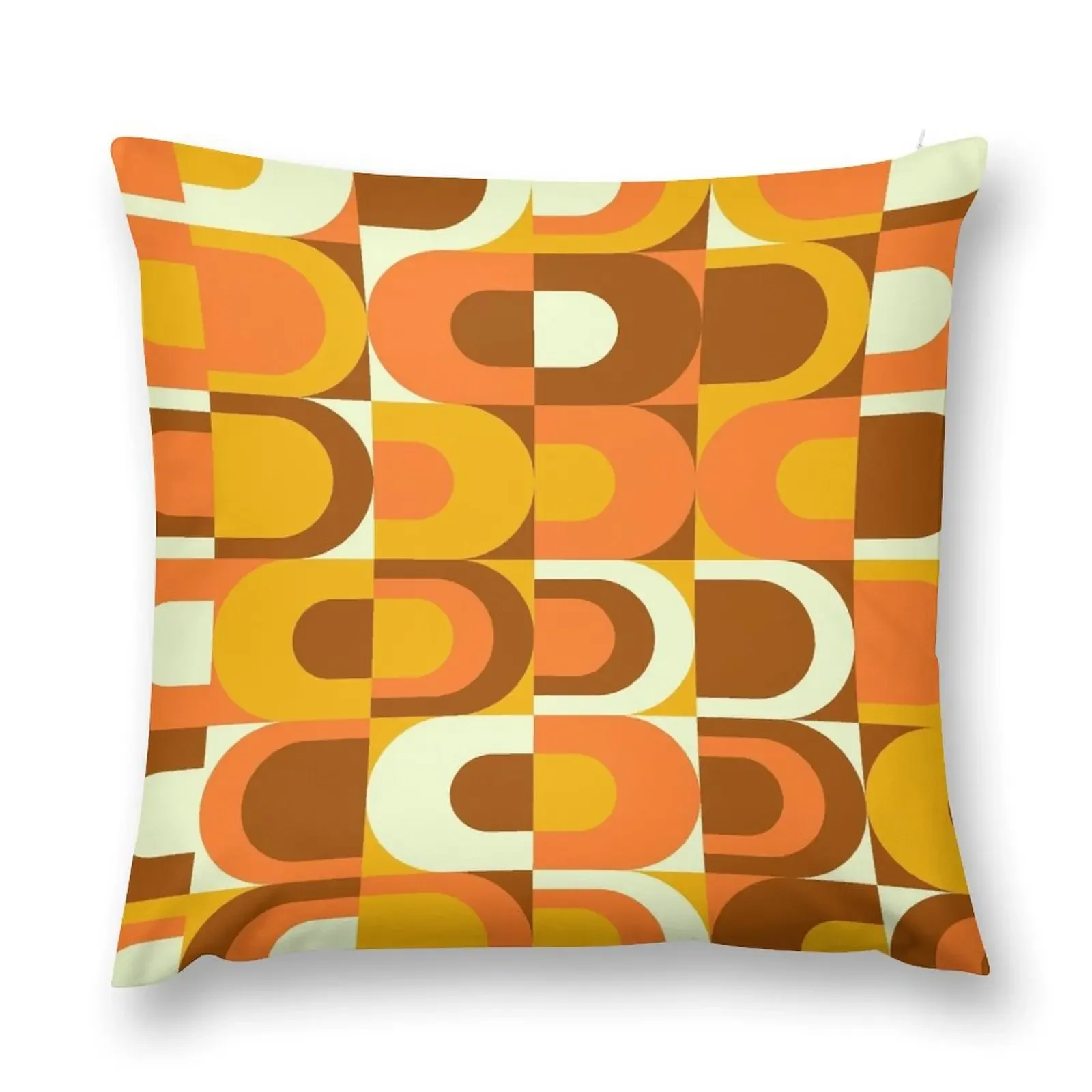 

70s Pattern Retro Inustrial in Orange and Brown Tones Throw Pillow Cushion Cover For Sofa pillow