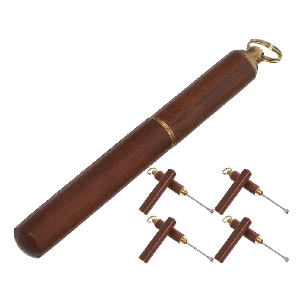 5Pcs Expert Ear Wax Cleaning Tools Wooden Handle Small Head Portable Ear Picks Removers Safe Earwax Removal Tool for Men Women