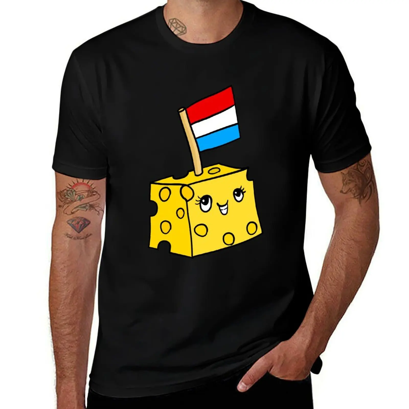 cute dutch cheese, kaas. Netherlands. kawaii T-Shirt Retro Style Print Casual Top T-Shirt