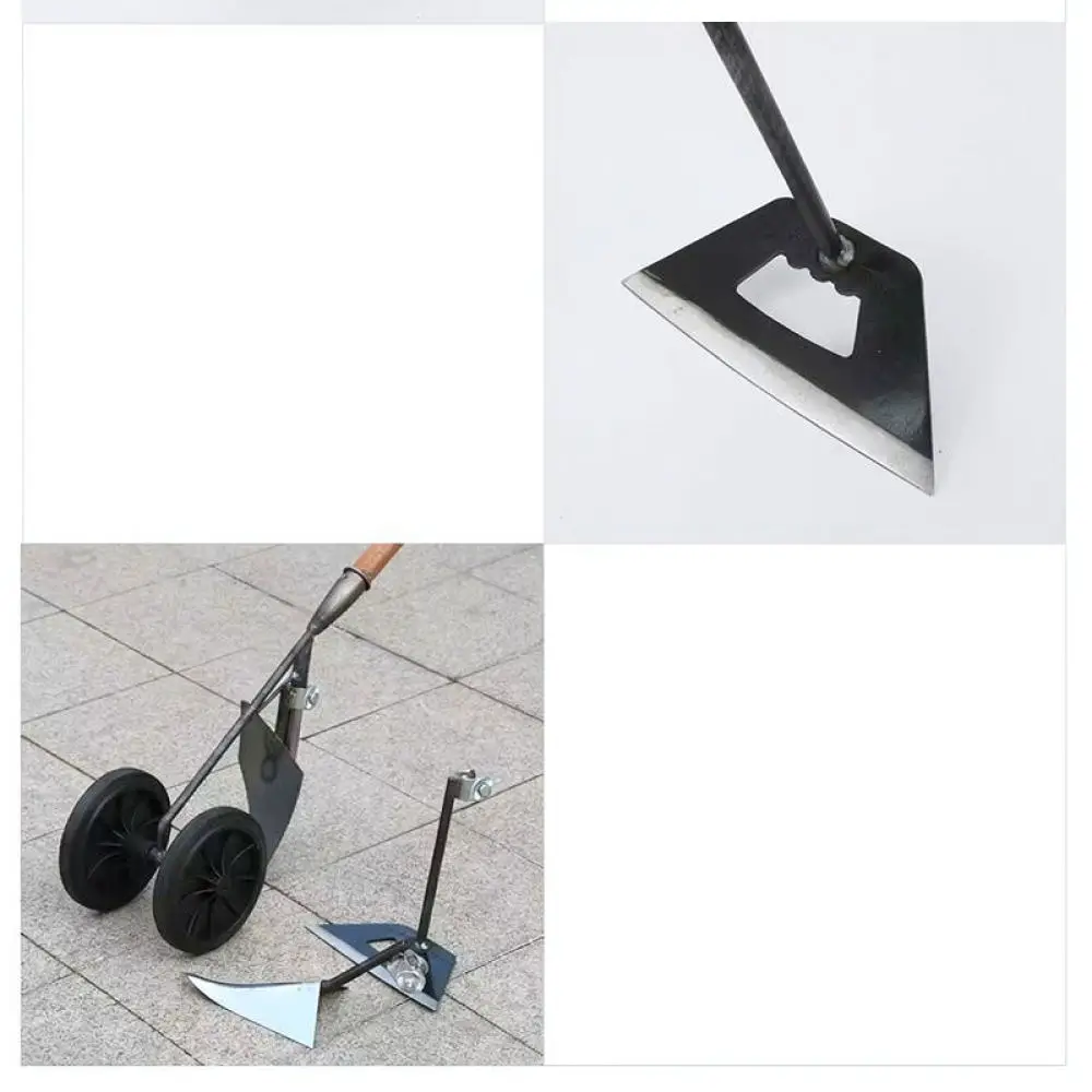 Manual Gardening Weeding Hoe Dual Wheels Tiller Plow Attachment Soil Tilling Trenching Tool For Farm Yard Maintenance Work